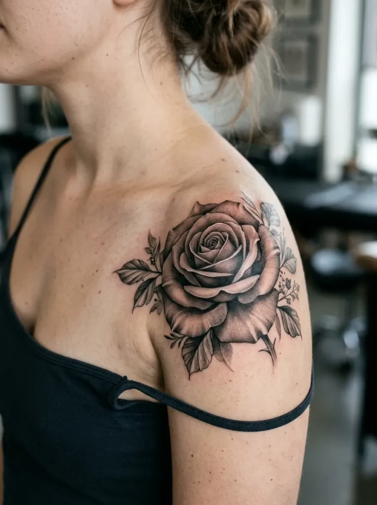 Black and grey realistic rose
