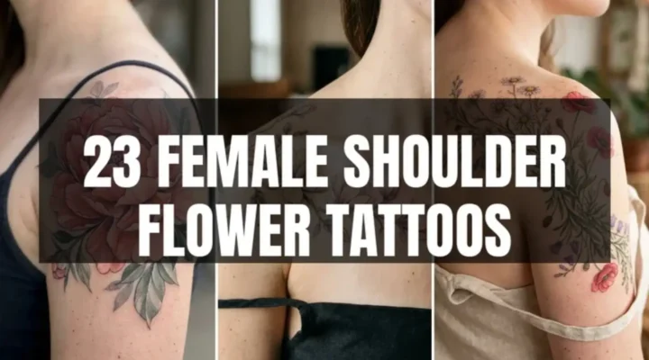 Female shoulder flower tattoos image