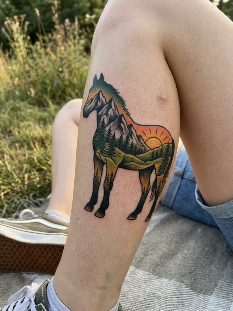 Horse silhouette with landscape